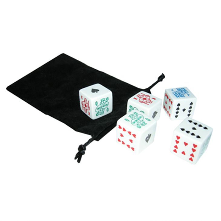 Poker Dice: Jumbo 1 in., Set of 5 in Velvet Drawstring Bag main image